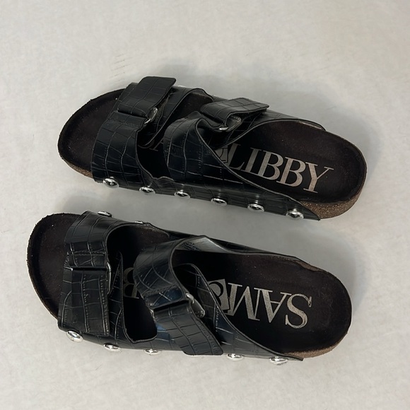 Sam & Libby Black Slide Sandals 7 - Picture 2 of 16